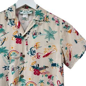 Two Palms Kids Hawaiin Shirt Size 8 Tan Rainbow Tropical Sun Surfer Luah Girl